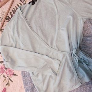 Baby blue Banana Republic wrap sweater, L